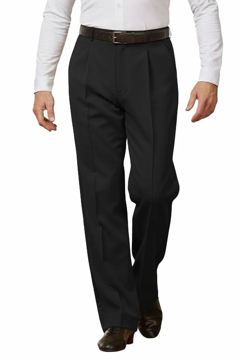 Pantalon pour homme pour danse standard et danse de salle avec plis devant et poches passepoilées