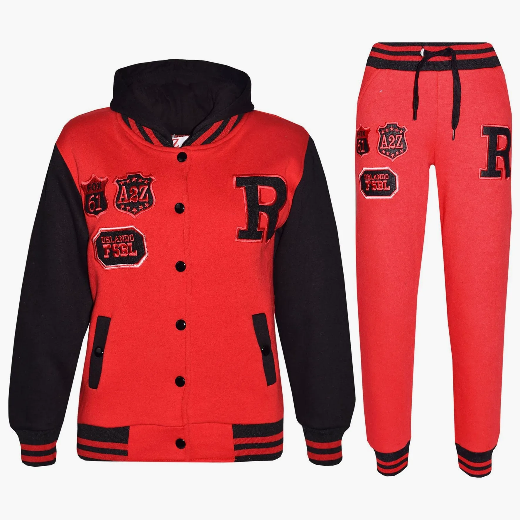 A2Z 4 Kids Survêtement de baseball unisexe pour filles et garçons R Fashion Fox et NYC Sweat à capuche avec jogging B.B Contrast Jacket Ensemble à manches longues pour enfants de 2 à 13 ans