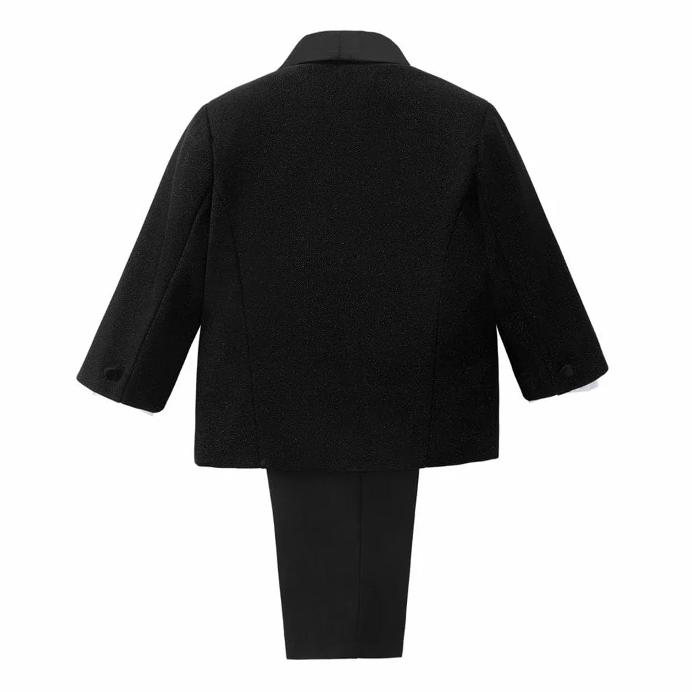 Lito Angels Smoking Costumes et Vestons Bebe Enfant Garcon, Ensemble 5 Pieces Costard avec Blazer Gilet Chemise Noeud Papillon et Pantalon, Styles Classique et Brillant