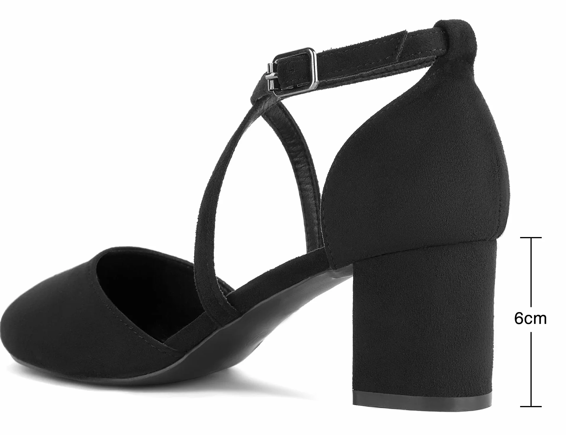 Greatonu Escarpins Bride Cheville Femme Escarpins Bloc Talons Pumps Femme Talon Haut avec Lanière Croisée et Bout Fermé - Parfait pour Les Mariages et Les fêtes