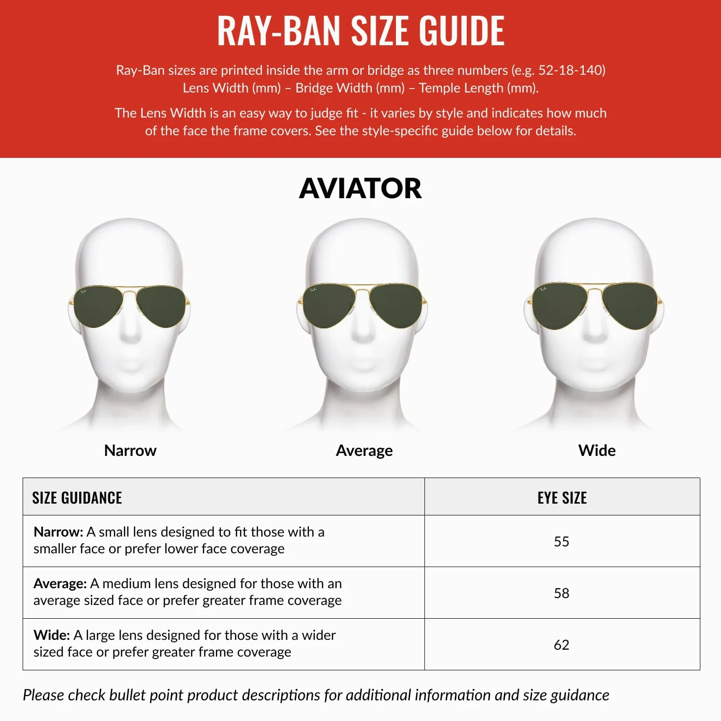 Ray-Ban Aviator Montures de lunettes Mixte (lot de 1)
