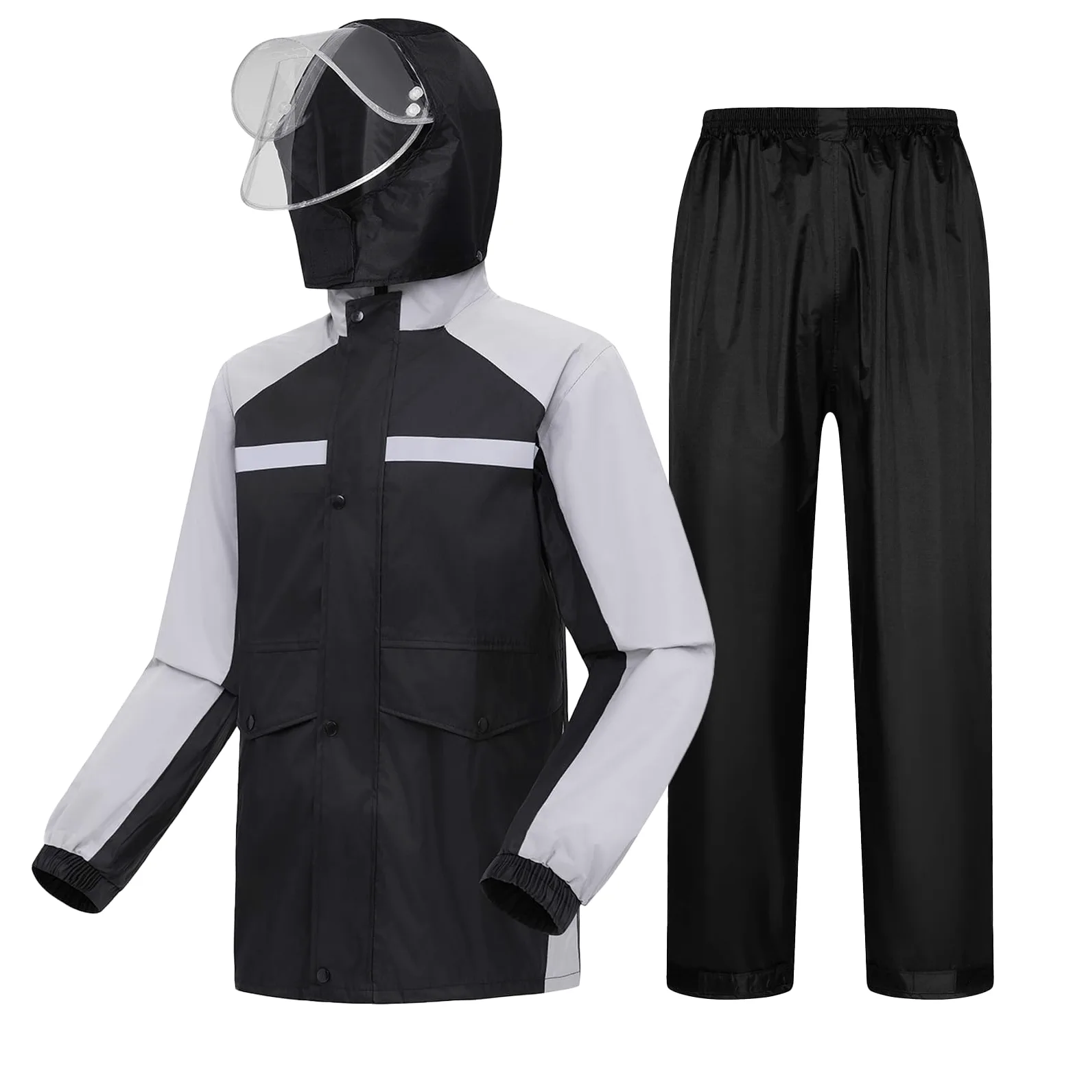 Vestes Imperméables pour Hommes, Combinaison de Pluie à Capuche Légère, Combinaison Imperméable de Moto, Veste et Pantalon Imperméables pour la Pêche, la Randonnée, le Cyclisme