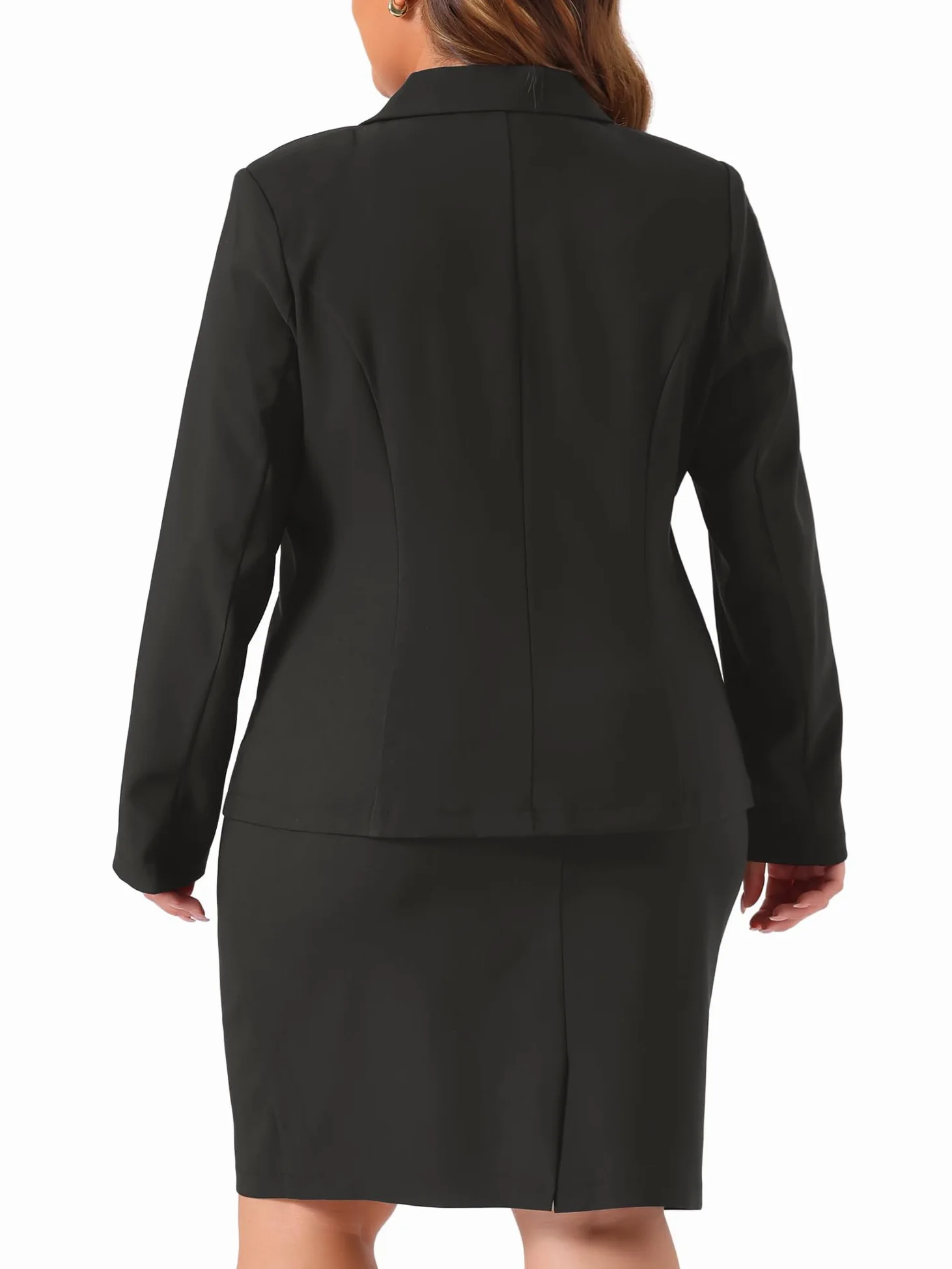 Agnes Orinda Ensemble Jupe Grande Taille pour Femme Ensemble 2 Pièces Blazer à Manches Longues et Jupe Crayon Style Décontracté