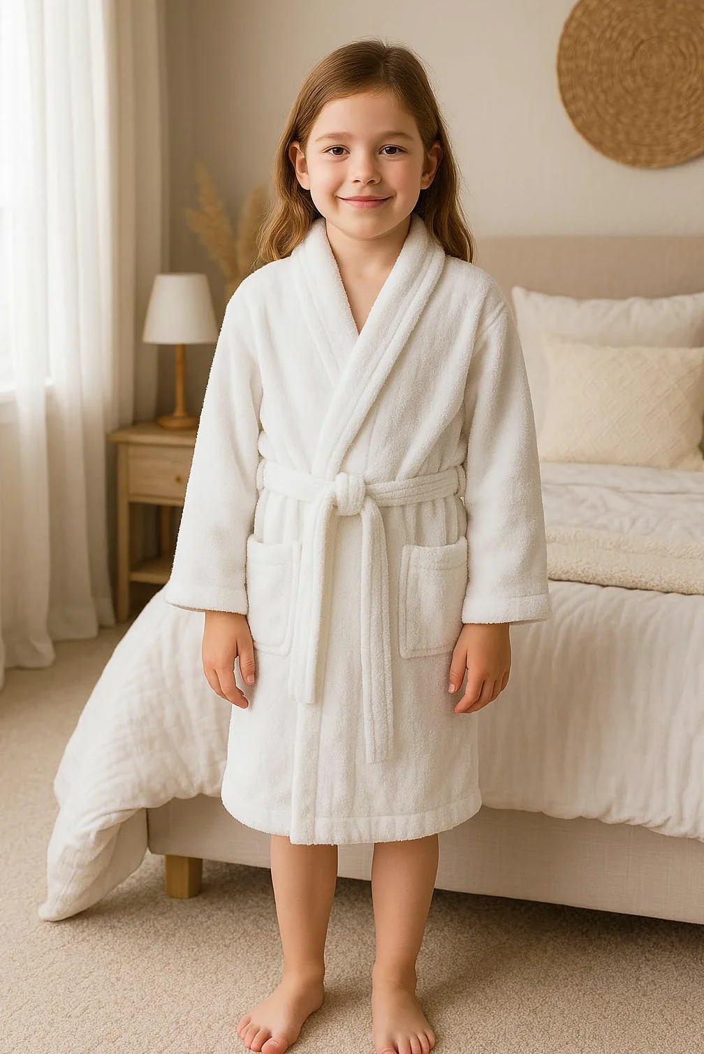 A2Z 4 Kids Filles Garçons Serviette Peignoir 100% Coton Éponge Col Châle Peignoir Robe de Chambre Plage Bain Natation pour Enfants Âge 5-13 Ans