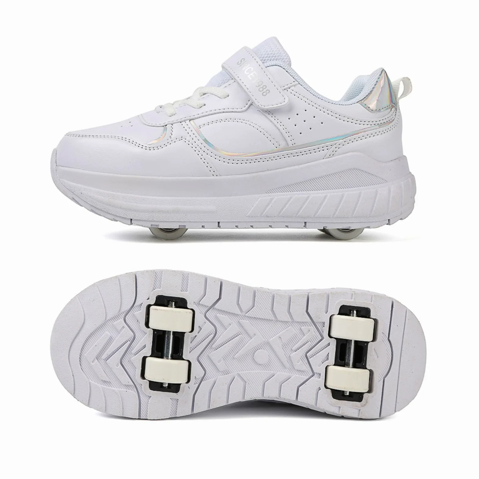ENEN Chaussure a Roulette Mode Fille, Mode Rue Chaussures a roulettes Retractable Garçons, Basket Roulette Enfant, Roller 4 Roues Déformable Adolescents pour Rue Extérieure Jouer