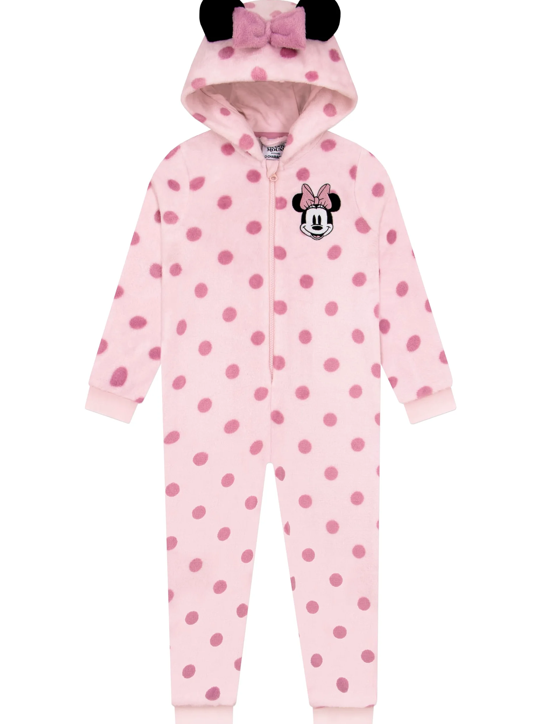 Disney Surpyjama, Surpyjama Fille Minnie Mouse, Pyjama Enfant Fille avec Oreilles 3D Et Nœud, Pyjama Combinaison Enfant en Polaire