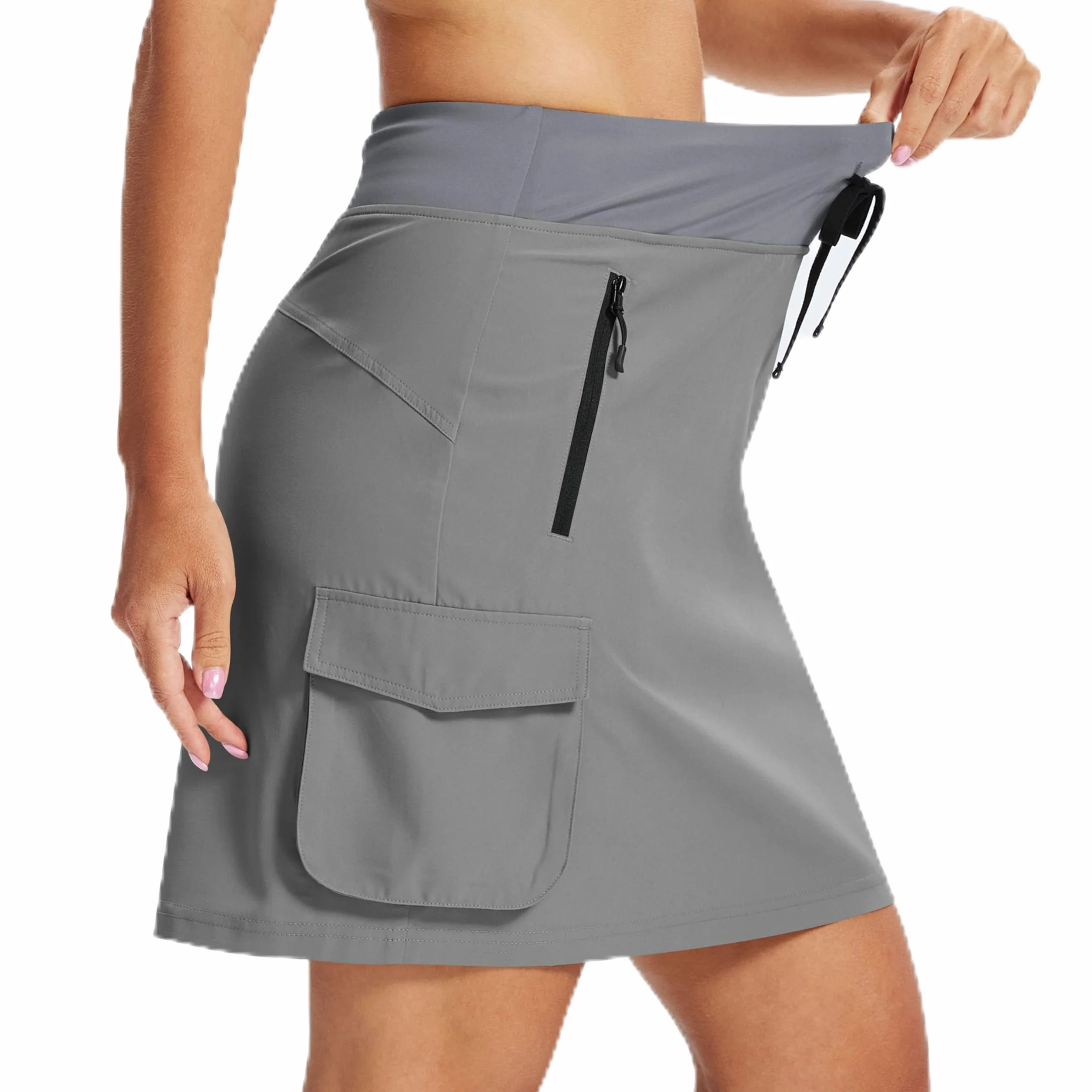 MoFiz Jupe Short Femme Randonnée Jupe de Sport aux Genoux Taille Haute Jupe avec Short été Tennis Golf Skort
