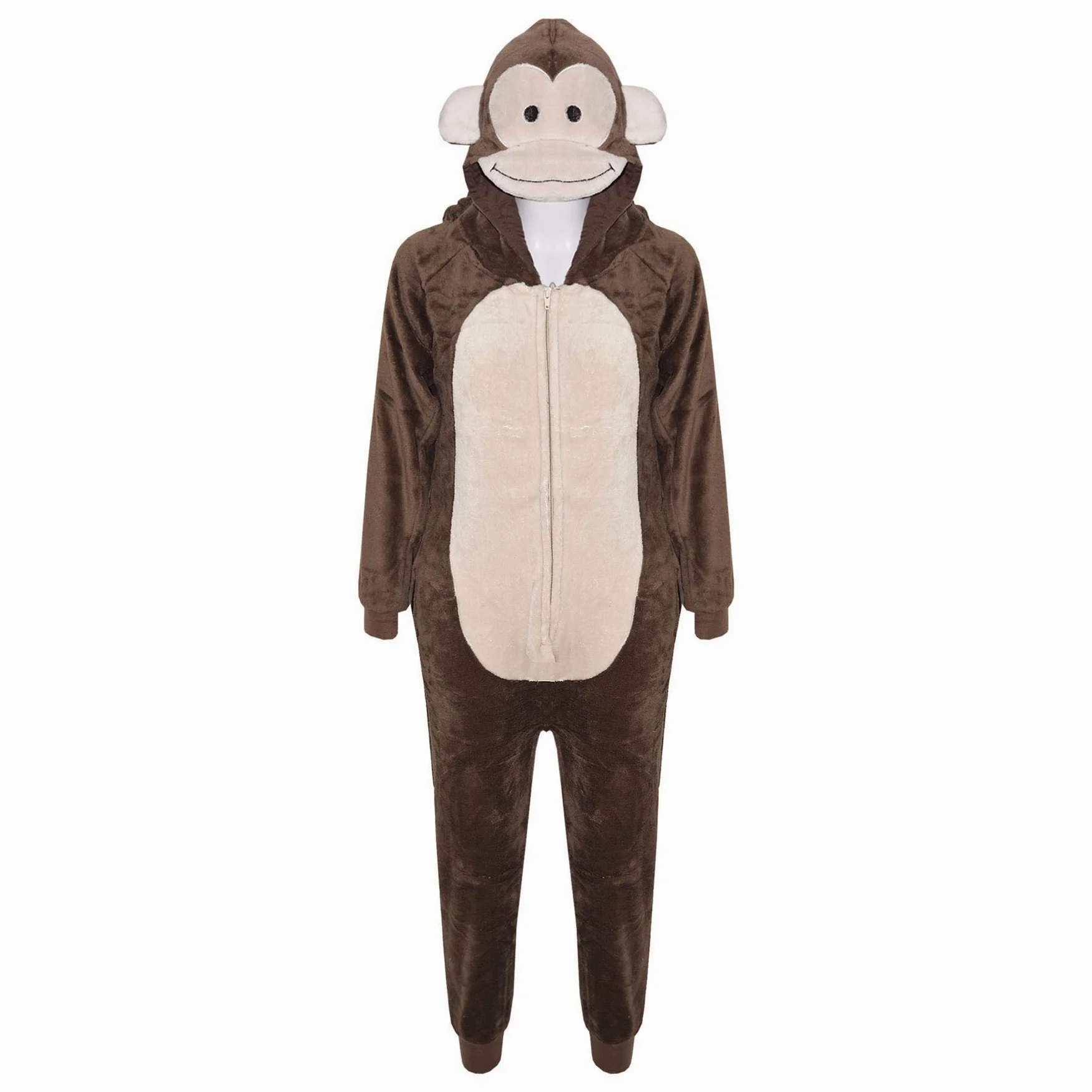 A2Z 4 Enfants Filles Garçons Singe Costume Jumpsuits Doux Peluche Toison Combishort Enfants Animal Encapuchonné Combinaison De Nuit Une Pièce Cosplay Costume Xmas Pyjamas Âge 3-14 Ans