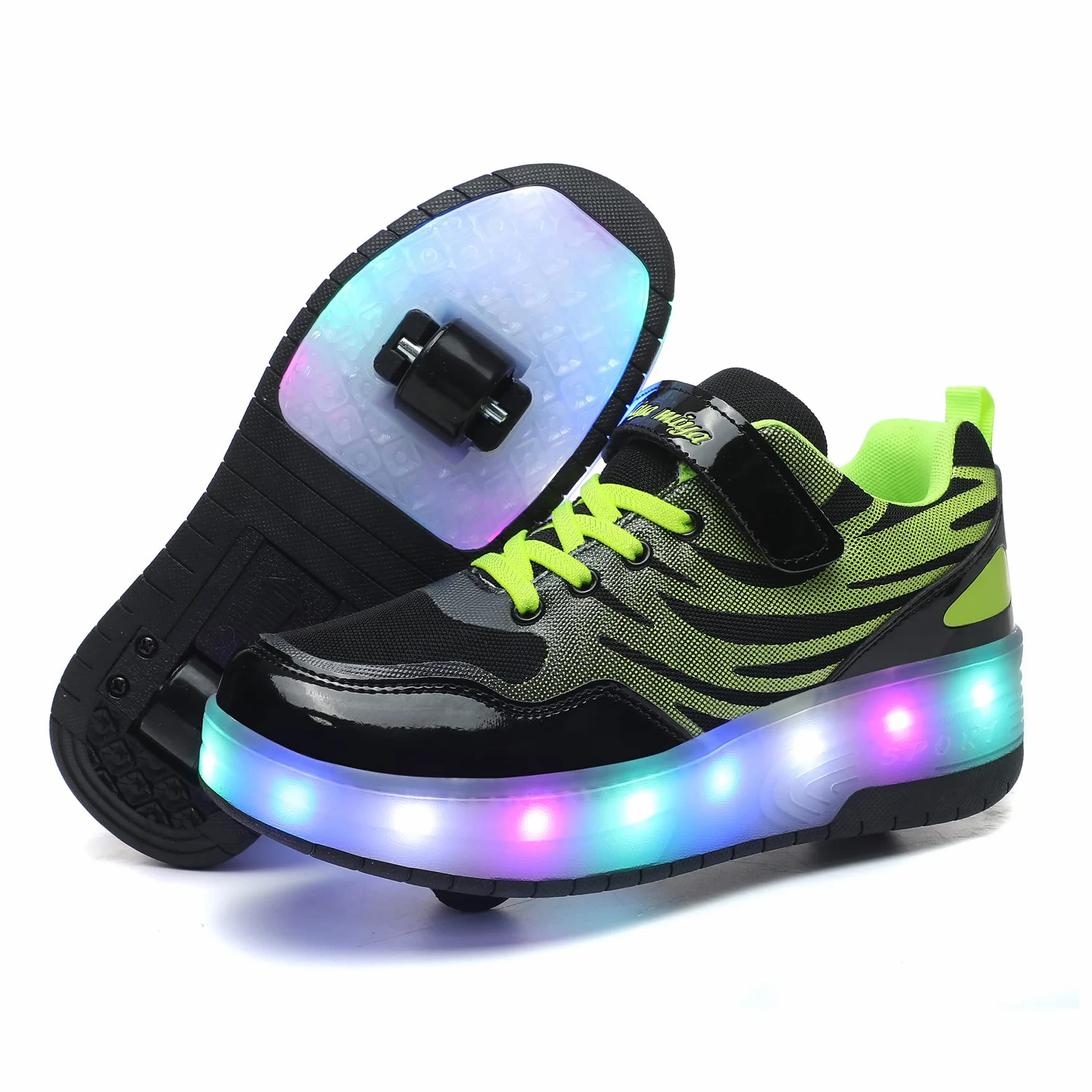 Axcer USB Rechargeable LED Skate Shoes 7 Colors Light Up Roller Sneakers for Outdoor Sports