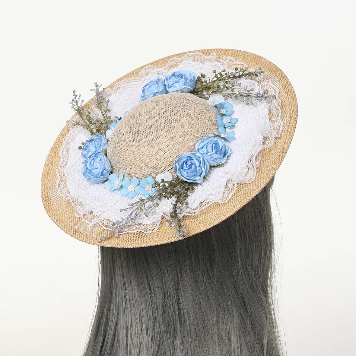 COSDREAMER Chapeau Victorien pour Femmes et Filles - Chapeau Plat Vintage à Fleurs