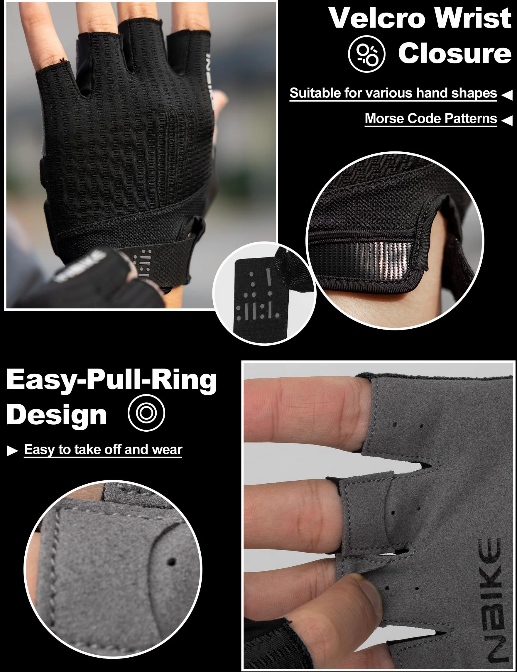 INBIKE Gants de Cyclisme Homme MTB Gants de Vélo Montagne Gants D'été sans Doigts pour Hommes et Femmes Elastiques et Respirants à Usages Multiples