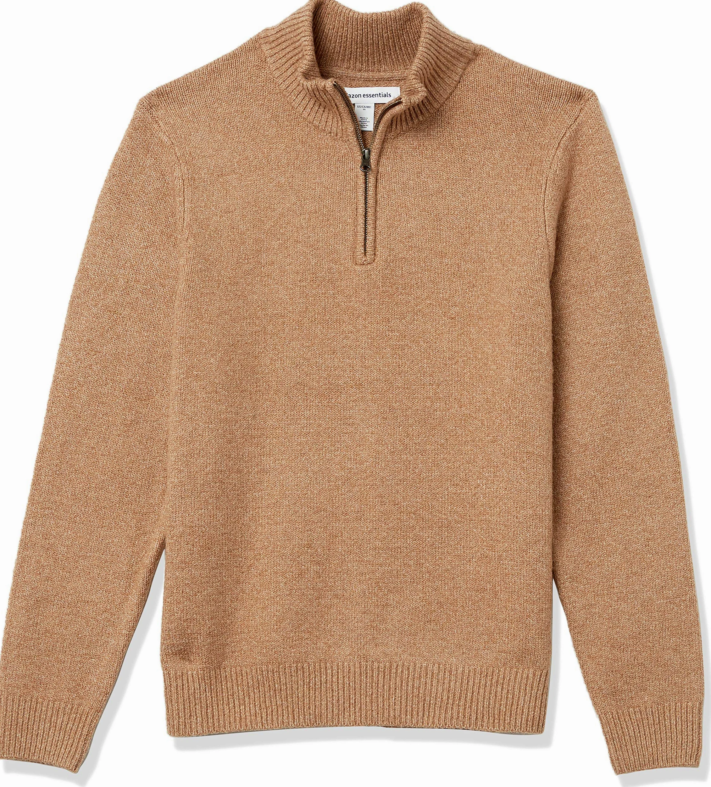 Amazon Essentials Pull à Fermeture Éclair 3/4, à Manches Longues, Doux Au Toucher Homme