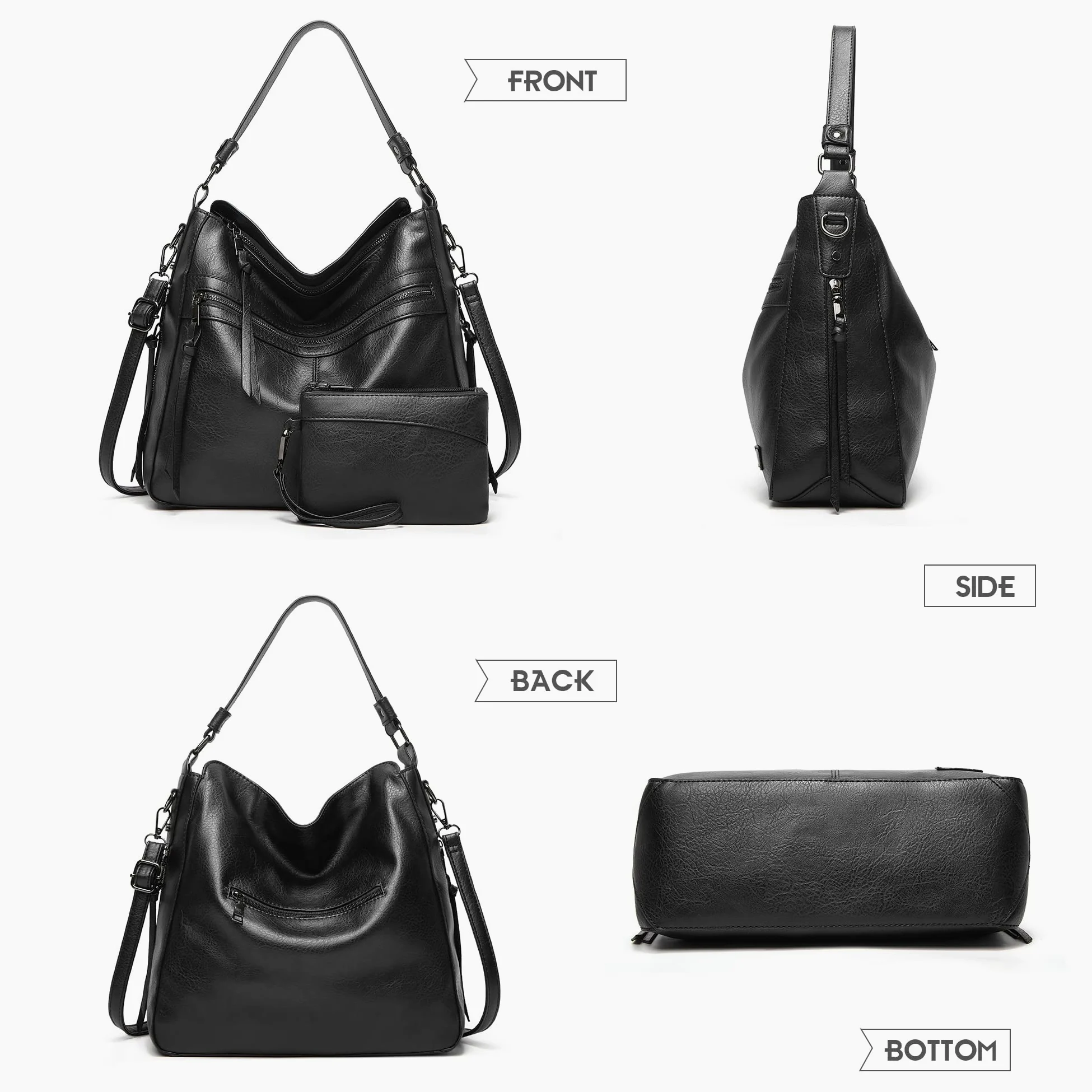 Sac à Main Femme Bandoulière Ensemble 2 Pièces PU Cuir Sac Cabas Fourre Tout élégant Design pour Travail,Voyage,Shopping