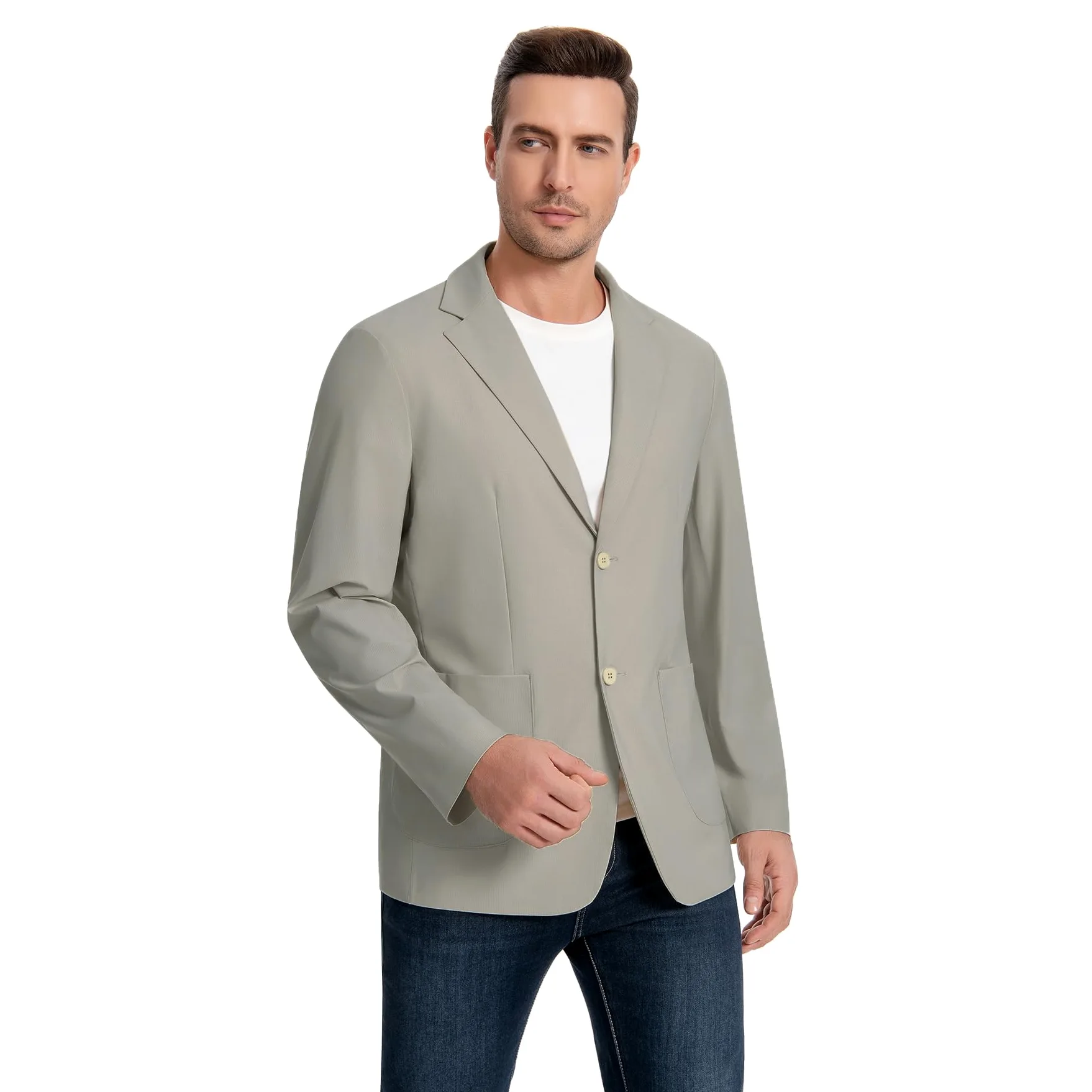 Allthemen Homme Blazer Extensible Boutonné Veste Casual Élégante Protection Solaire Costume Jacket Été
