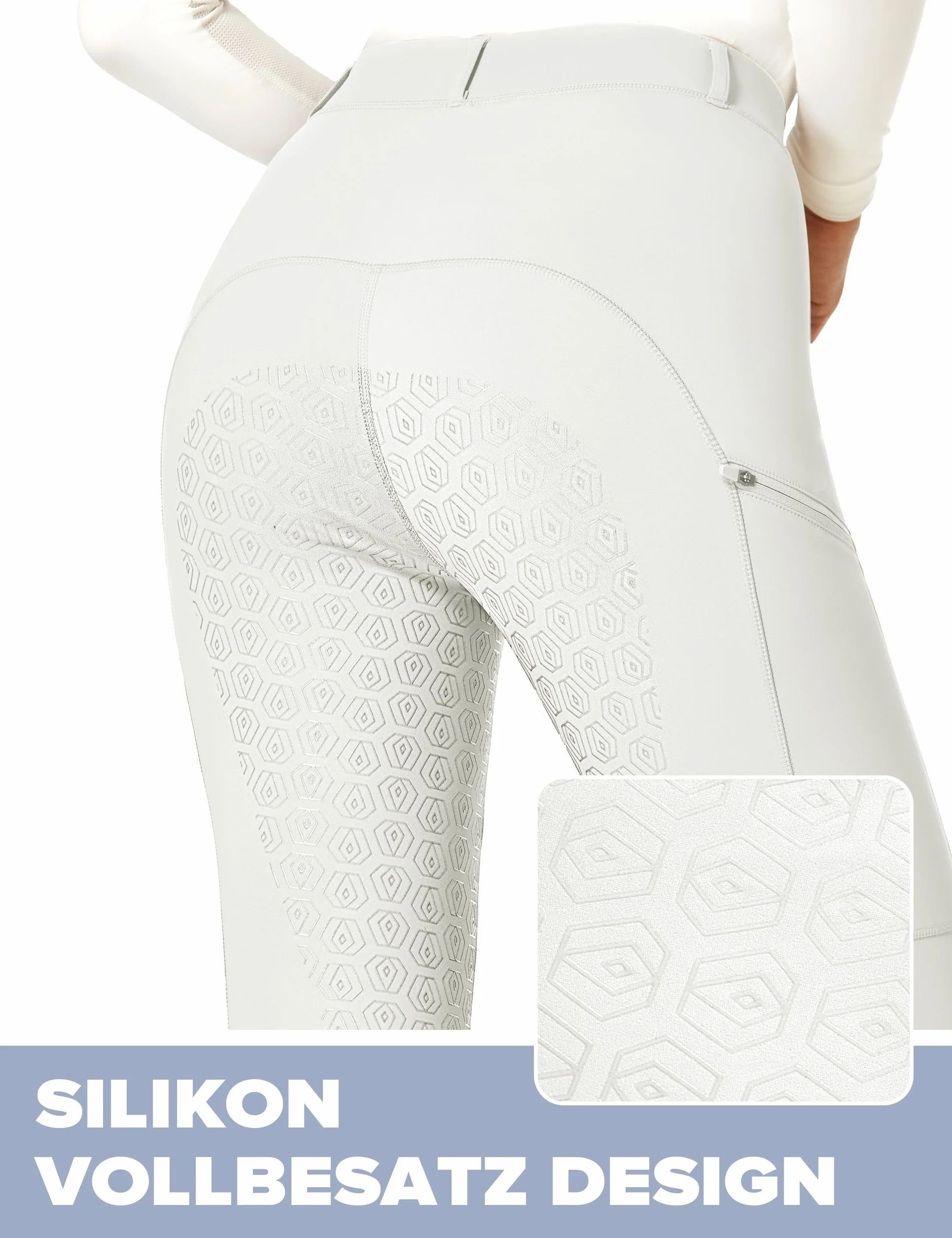FitsT4 Sports Legging d'équitation pour femme en silicone avec poche pour téléphone portable et passants de ceinture pour l'équitation et l'entraînement des chevaux