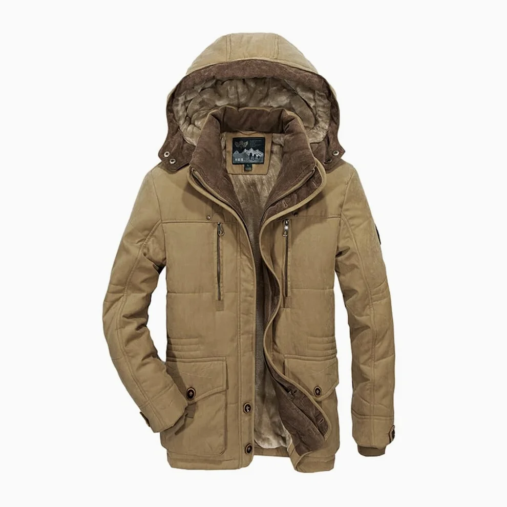 Veste coupe-vent à capuche pour hommes, grande taille 5XL 6XL, vêtements d'extérieur, grande taille, coton épais, polaire, manteau chaud coupe-vent, kaki, XL