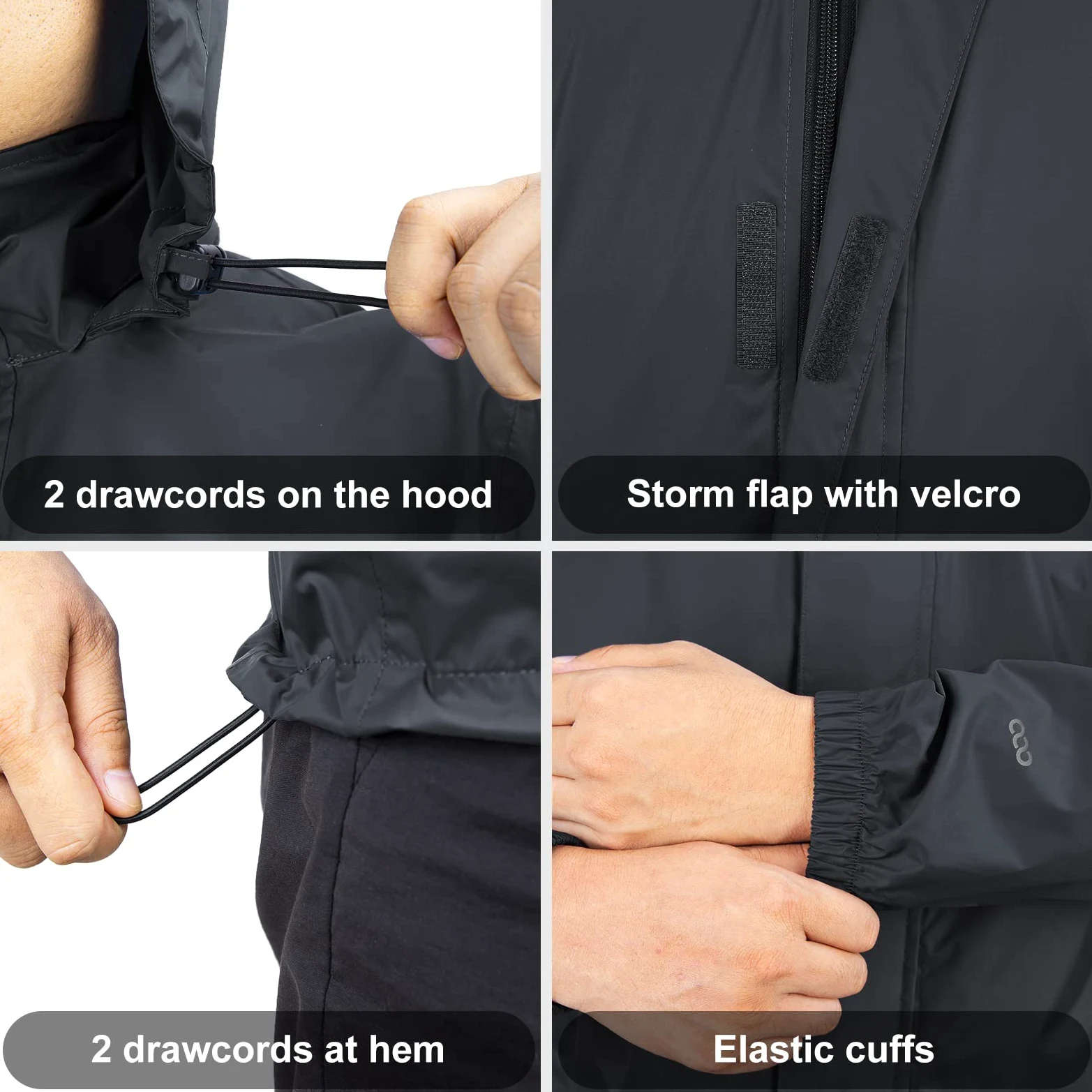33,000ft Veste de pluie pliable avec capuche rangeable, légère et imperméable, coupe-vent, pour activité en plein air, pour homme