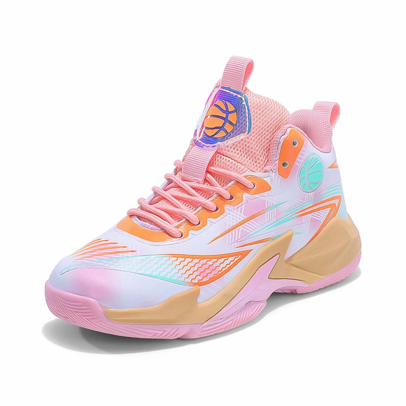 Chaussures de Basketball pour Enfants Adolescents, Respirantes Antidérapantes Confortables, Baskets de Sport Garçons Filles pour Scolaire et Entraînement