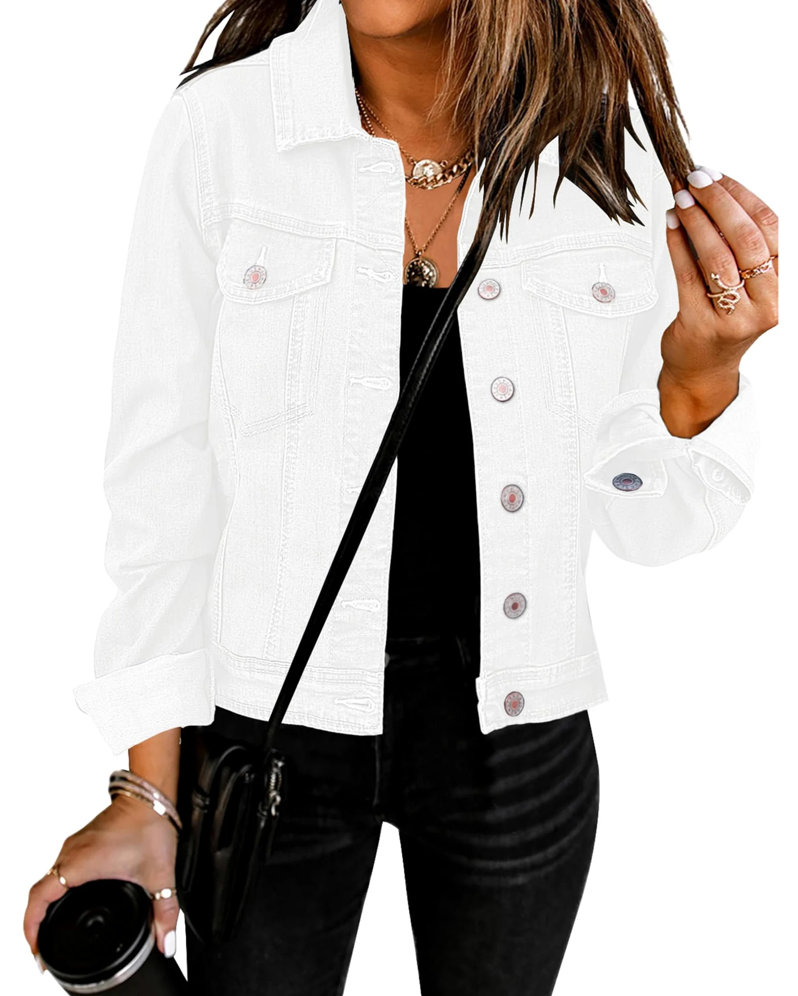 Vetinee Veste en Jean Femme Blouson Jean