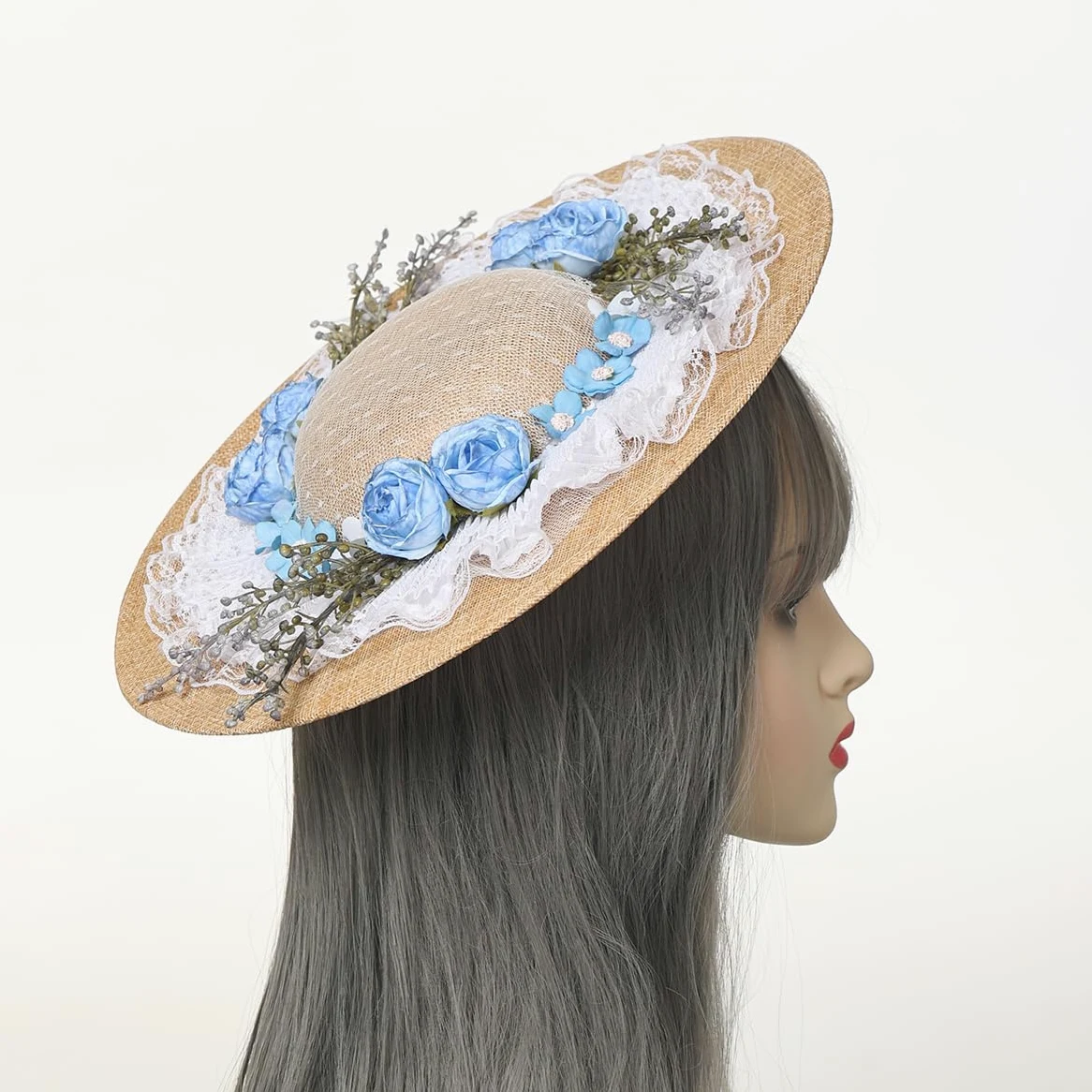 COSDREAMER Chapeau Victorien pour Femmes et Filles - Chapeau Plat Vintage à Fleurs