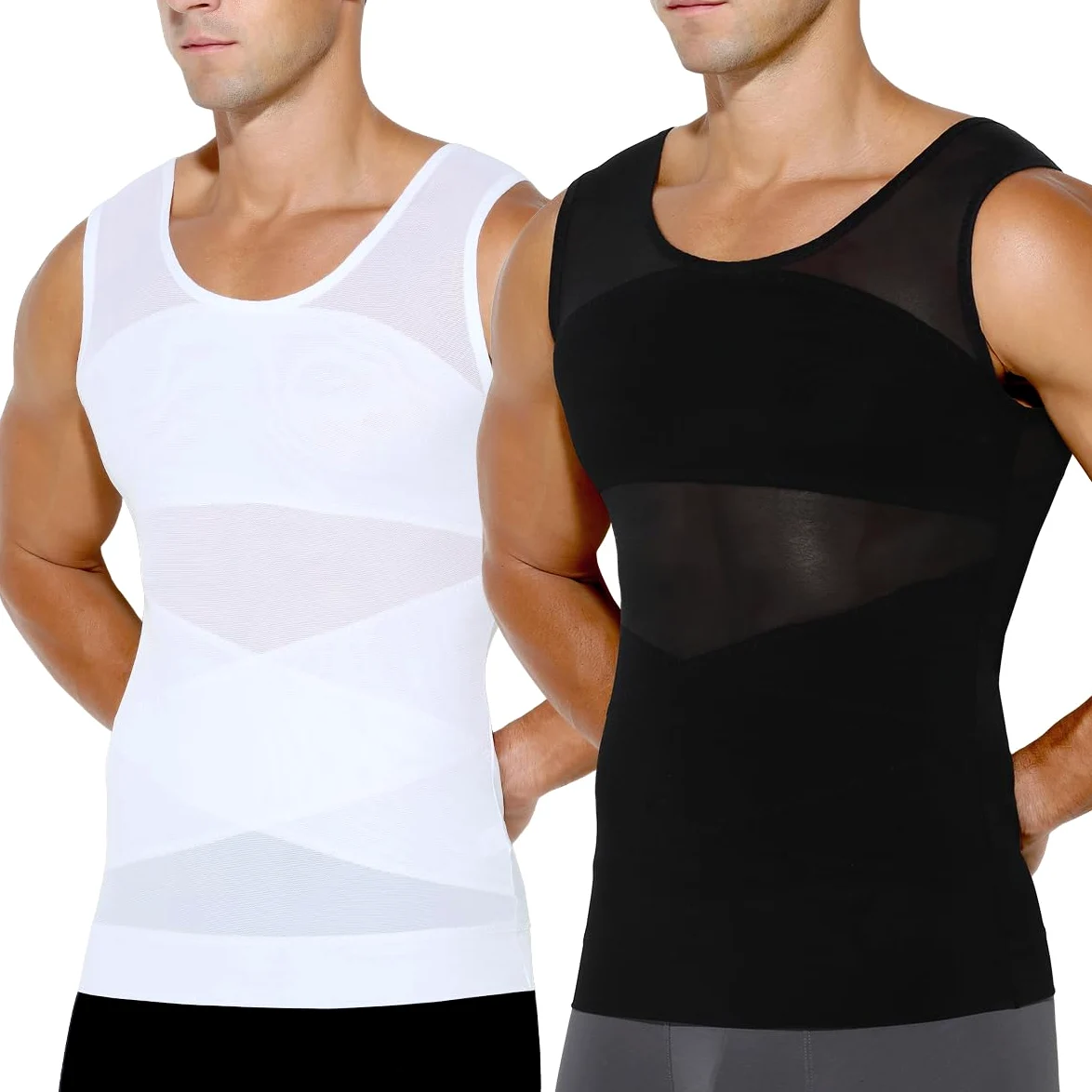 Casey Kevin Débardeur de Compression Homme Maillot de Corps Ventre Plat Homme sans Manche Gainant Minceur sous-vêtements Musculation Sport Top Body Shaper