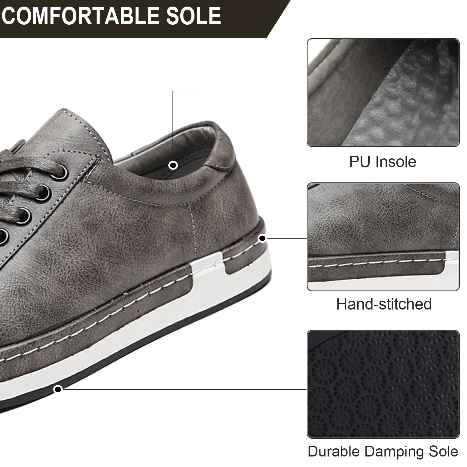 Hommes Casual Cuir Skateboard Fashion Chaussures Dentelle Talons Hauts Chaussures Antidérapantes Business Fashion Floor Comfort Sneakers