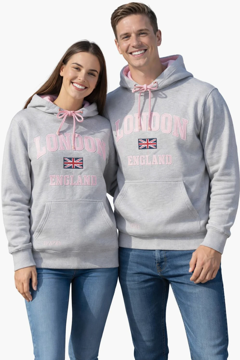 Unisex London England Hoodie Hooded Sweatshirt Grey Baby Pink New 2020 Colour XS