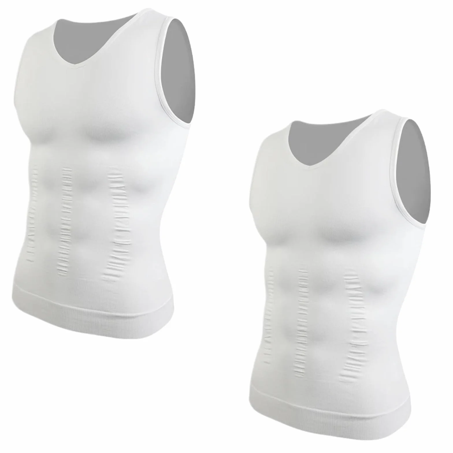 Shapewear pour Homme Lot de 2 débardeurs Compression for Homme, col en V, Gaine Amincissante, Ventre Plat