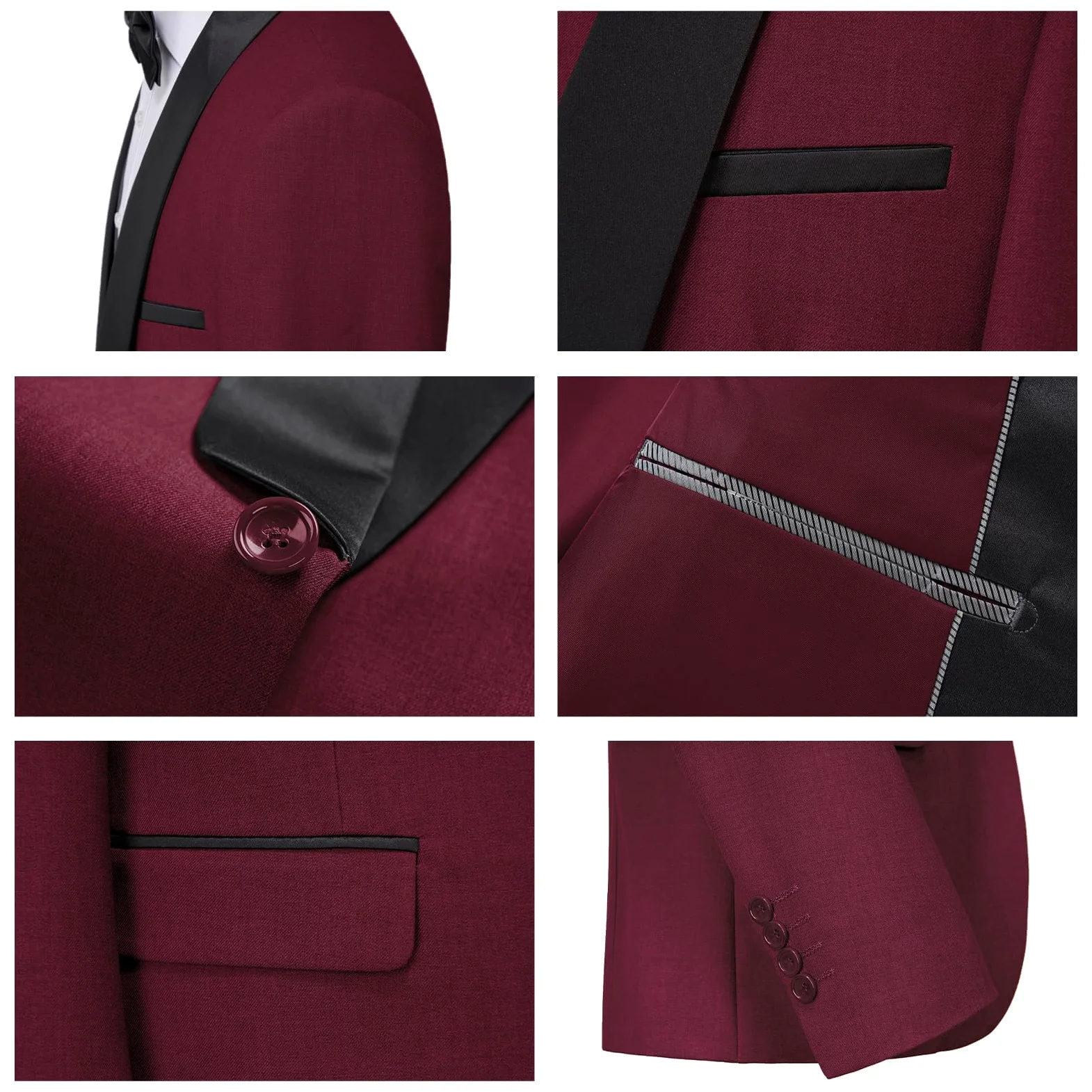 KUDORO Costume Homme 3 Pièces Slim Fit Mariage Business Smoking d'affaires à Un Bouton pour Fête Bal Blazer Veste et Pantalon Gilet