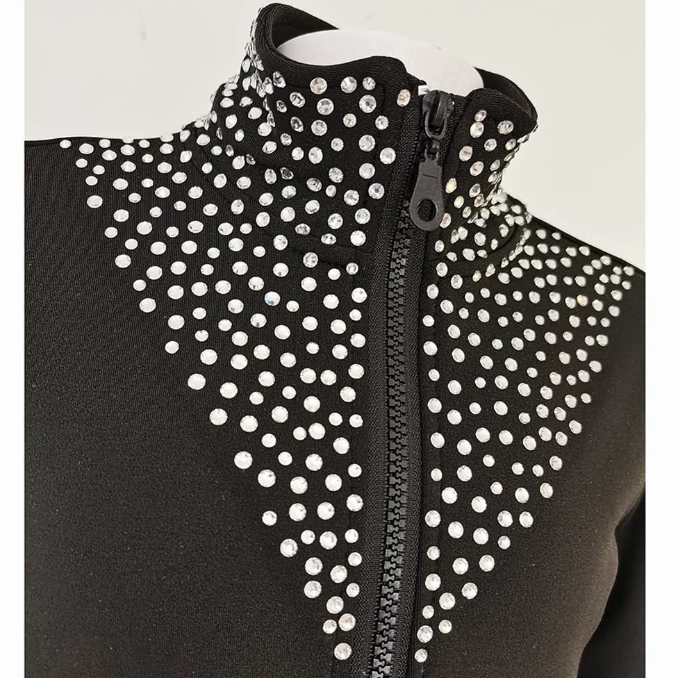 LIUHUO Veste de patinage artistique avec diamants bicolore pour fille