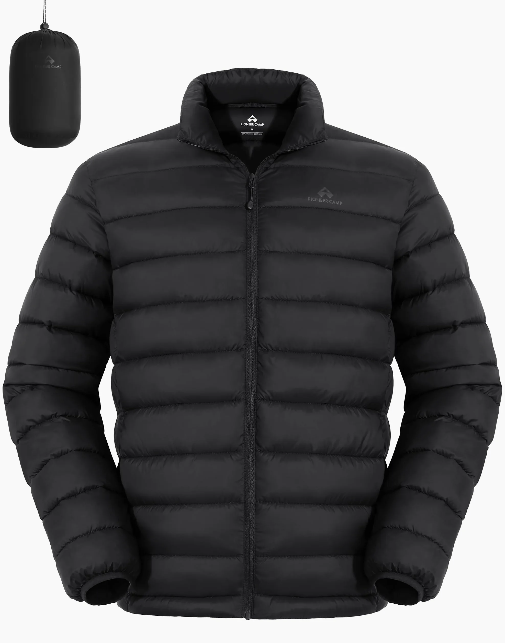 Pioneer Camp Veste matelassée homme - Veste de transition légère et chaude style doudoune, imperméable et coupe-vent, manteau d'hiver avec 4 poches, pliable pour loisirs, randonnée et voyage