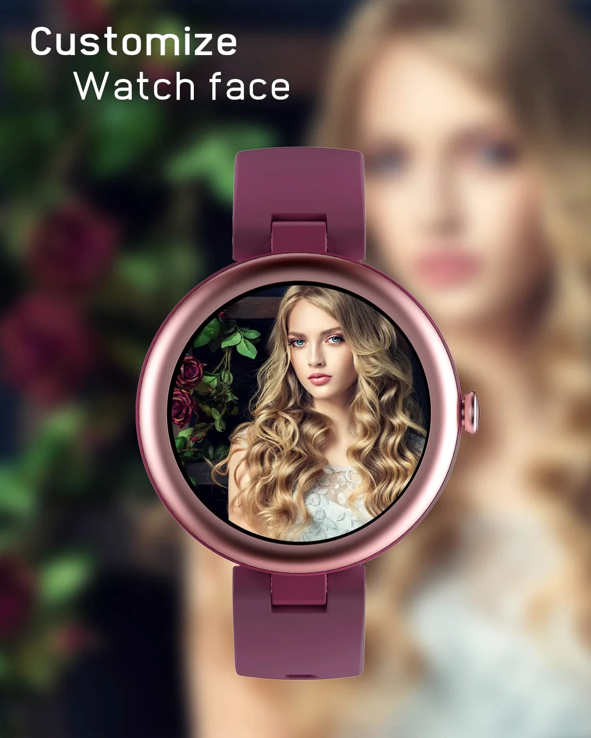 Lynn Montre Connectée Femme Petite Cadran 1.09 Pouce Ronde Elegante Sport Waterproof Frequence Cardiaque SpO2 Fond d Écran Personnalisé Compatible iPhone Samsung Xiaomi Huawei Violet