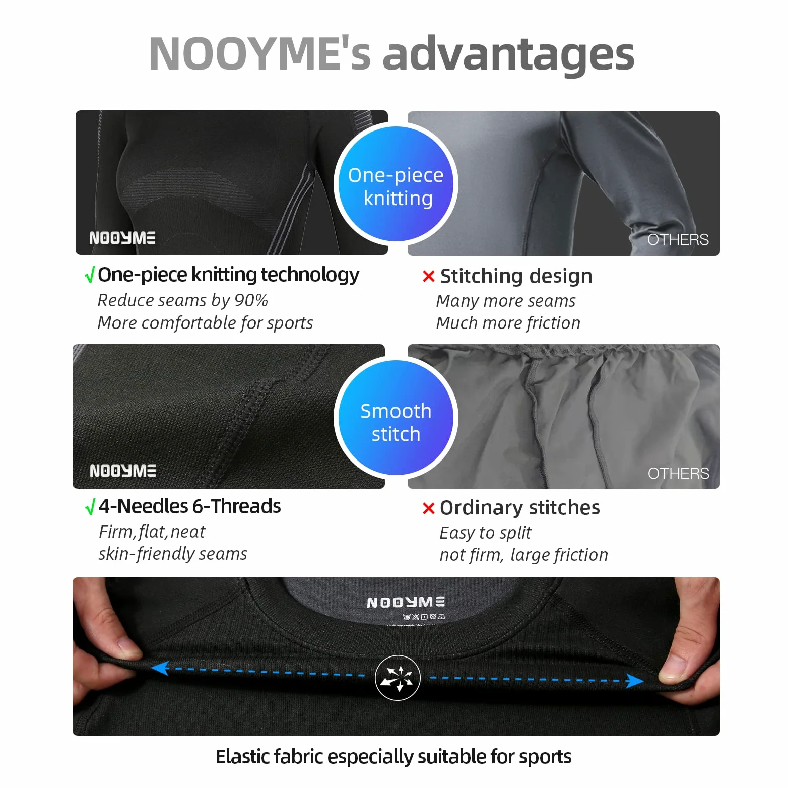 NOOYME sous Vetement Thermique Femme Fonctionnel Ensemble Ski Femme Antibactériens sous Vetement Chaud Femme Flexible Respirant Ensemble de Ski Femme Tenant Chaud pour Automne Hiver