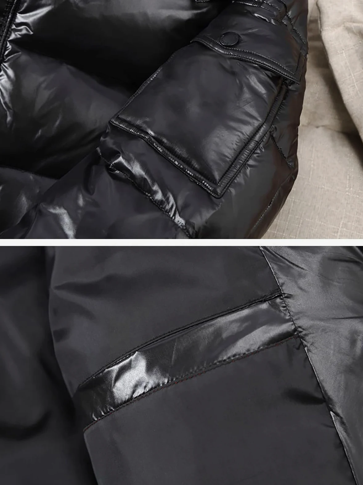 Doudoune matelassée lourde pour homme, veste de sport brillante avec capuche