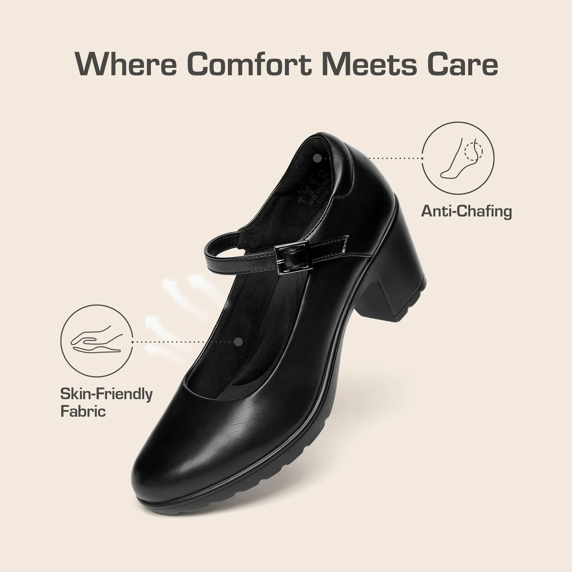 Dream Pairs Mary Janes Escarpins Confortables à Bout Rond avec Sangle de Cheville et Bout fermé pour Femme