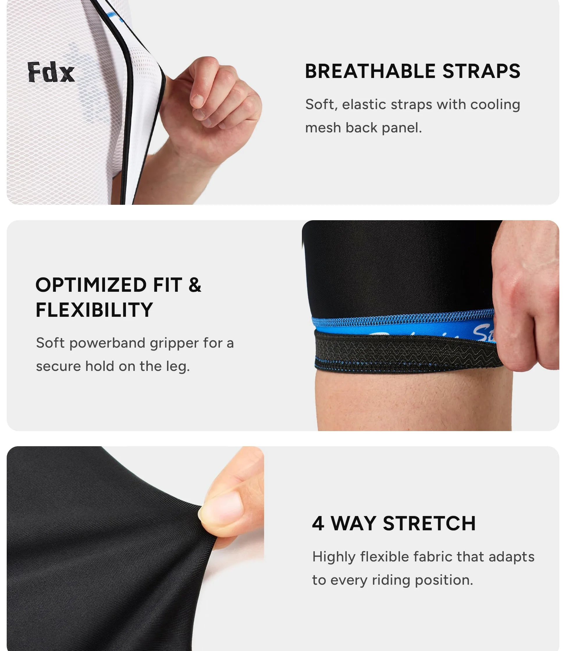 FDX Cuissard à Bretelles pour Homme, Cuissard de Cyclisme rembourré 3D avec Bretelles en Mesh, Poche zippée et Bandes antidérapantes aux Cuisses, vêtement de Cyclisme d'été Respirant