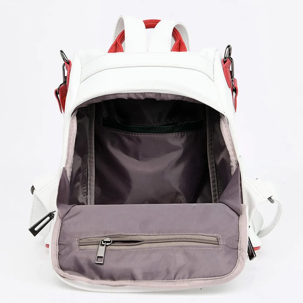 BUKESIYI Femme Sac a Dos Sacs à Main PU Cuir Antivol portés Bandoulière Original Élégant Marque FR78158 Blanc