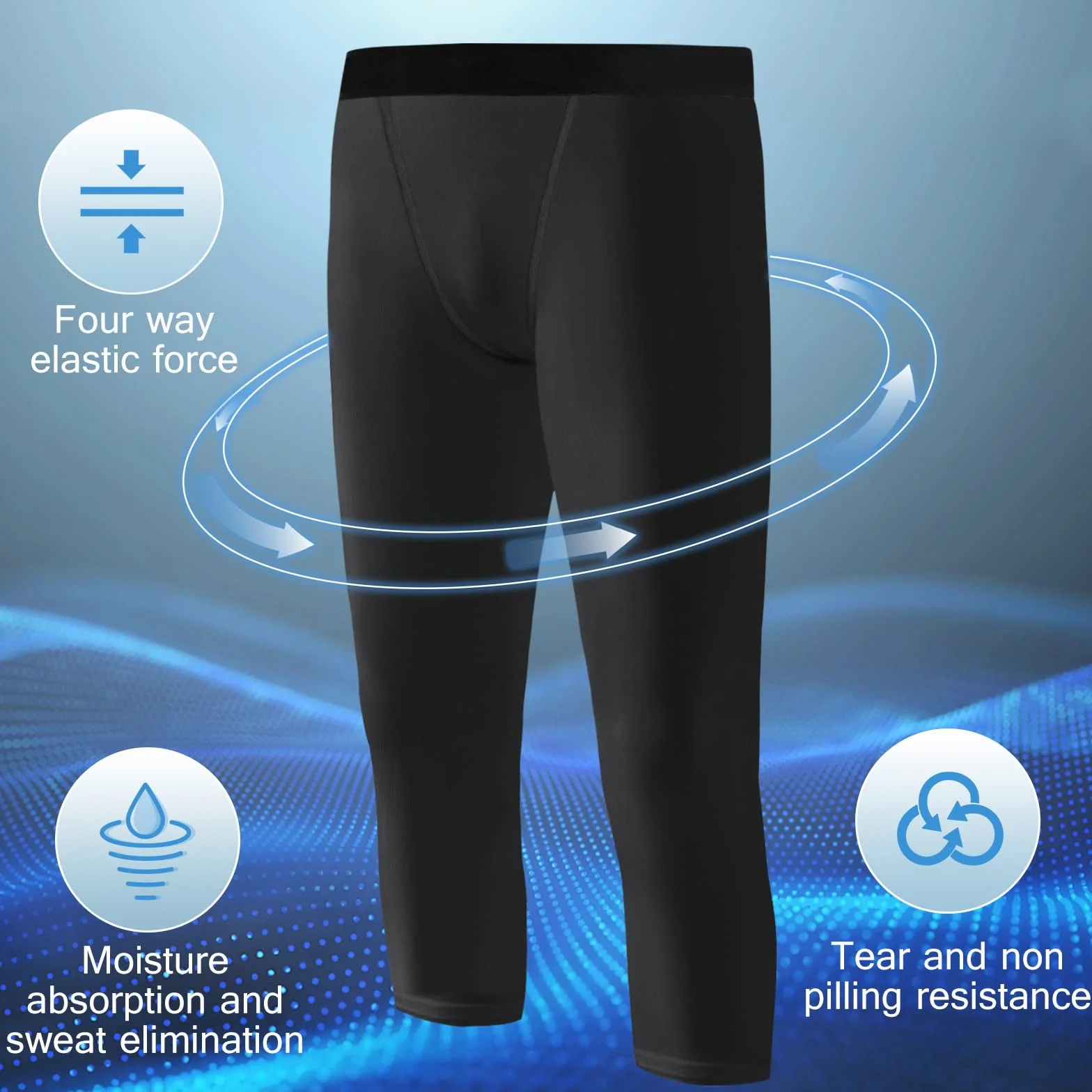 Garçons Jeunes Leggings de Compression 3/4 Collants Couche de Base Pantalon de Course Sportive Capris Enfants pour l’entraînement