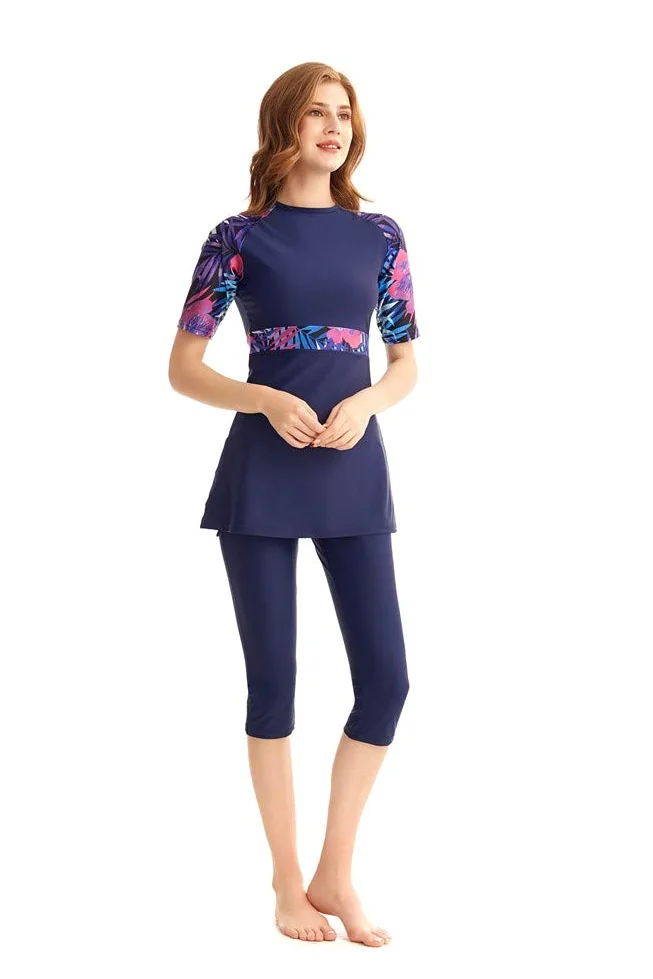 Maillot de Bain Modeste à Manches Courtes pour Femme avec Protection Anti-irritations