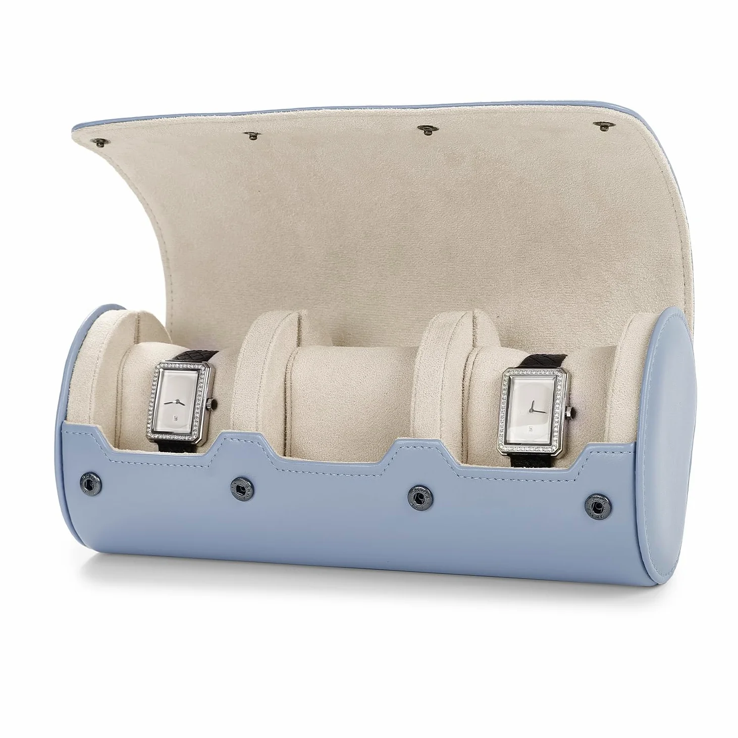Oirlv Luxe PU Cuir 3 Fentes Etui Montre,Boite a Montre Homme,Rangement Pour Coffret Cadeau Noël Anniversaire Boite Montre(Bleu Clair)