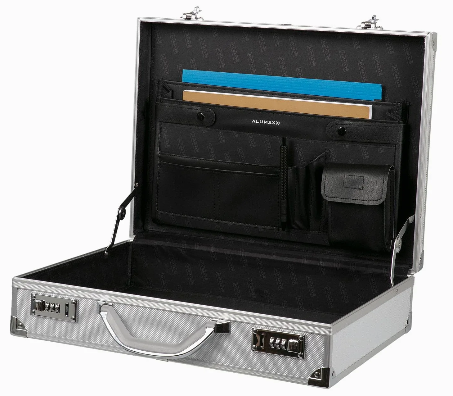Alumaxx Attachékoffer OCTAN, Aktenkoffer aus Aluminium, Geschäftskoffer Silber, Alu Business Koffer Mallette Pilote, 46 cm, 15 liters, Argenté (Silber)