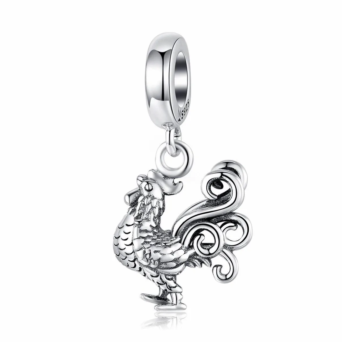 Breloque en argent 925 pour bracelet ou collier Motif coq