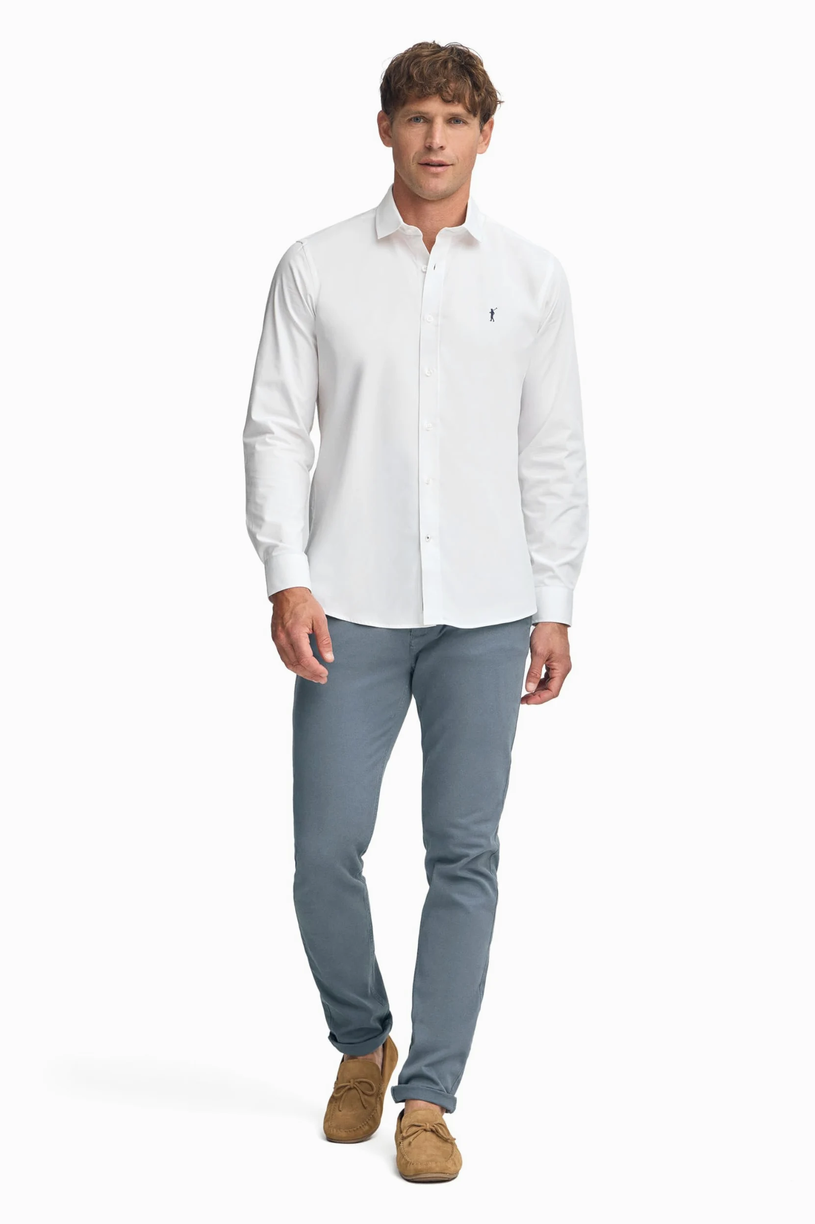 Polo Club Chemise Popelin à Manches Longues 100% Coton pour Hommes - Slim Fit