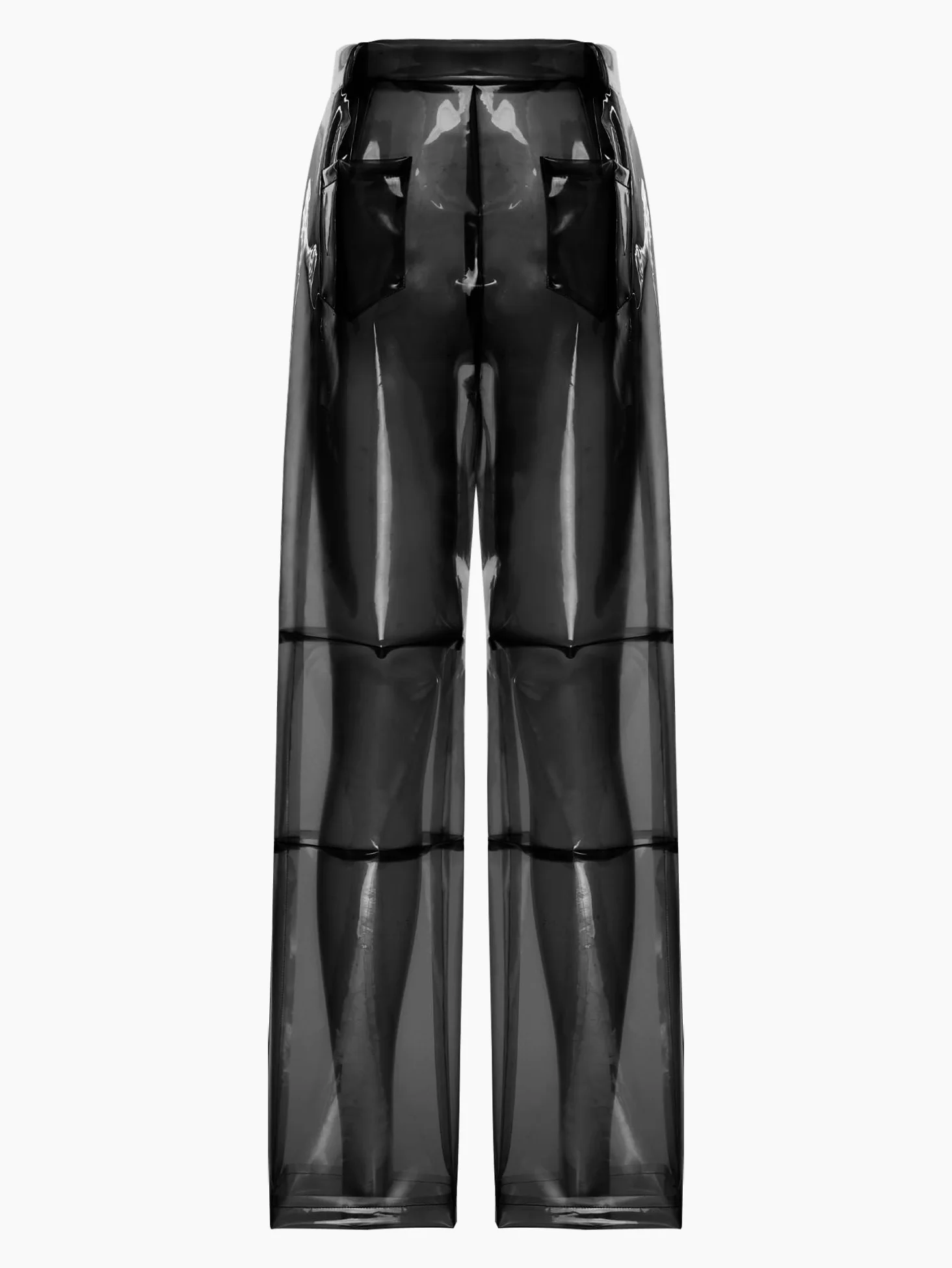 Hansber Pantalons en PVC Transparent pour Femme Pantalons Haute Taille Transparents Droits Jambes Larges Longs Transparents Cosplay