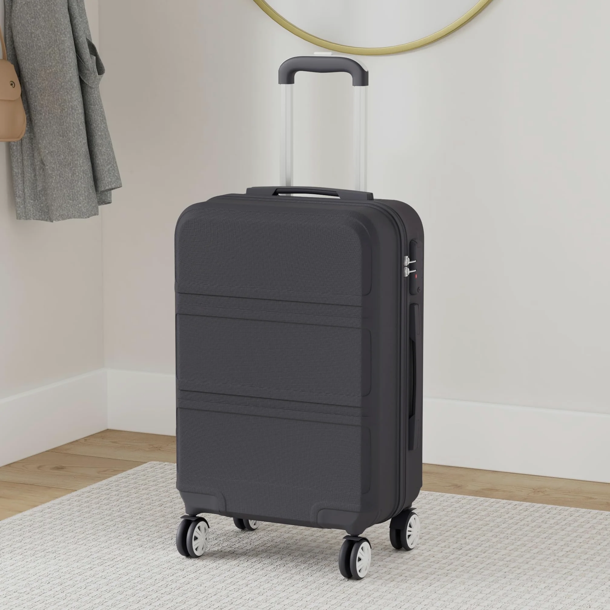 Kono Valise Grande 74cm Rigide ABS Valise de Voyage 28 Pouces à 4 roulettes et Serrure TSA Valise de Mode, Noir