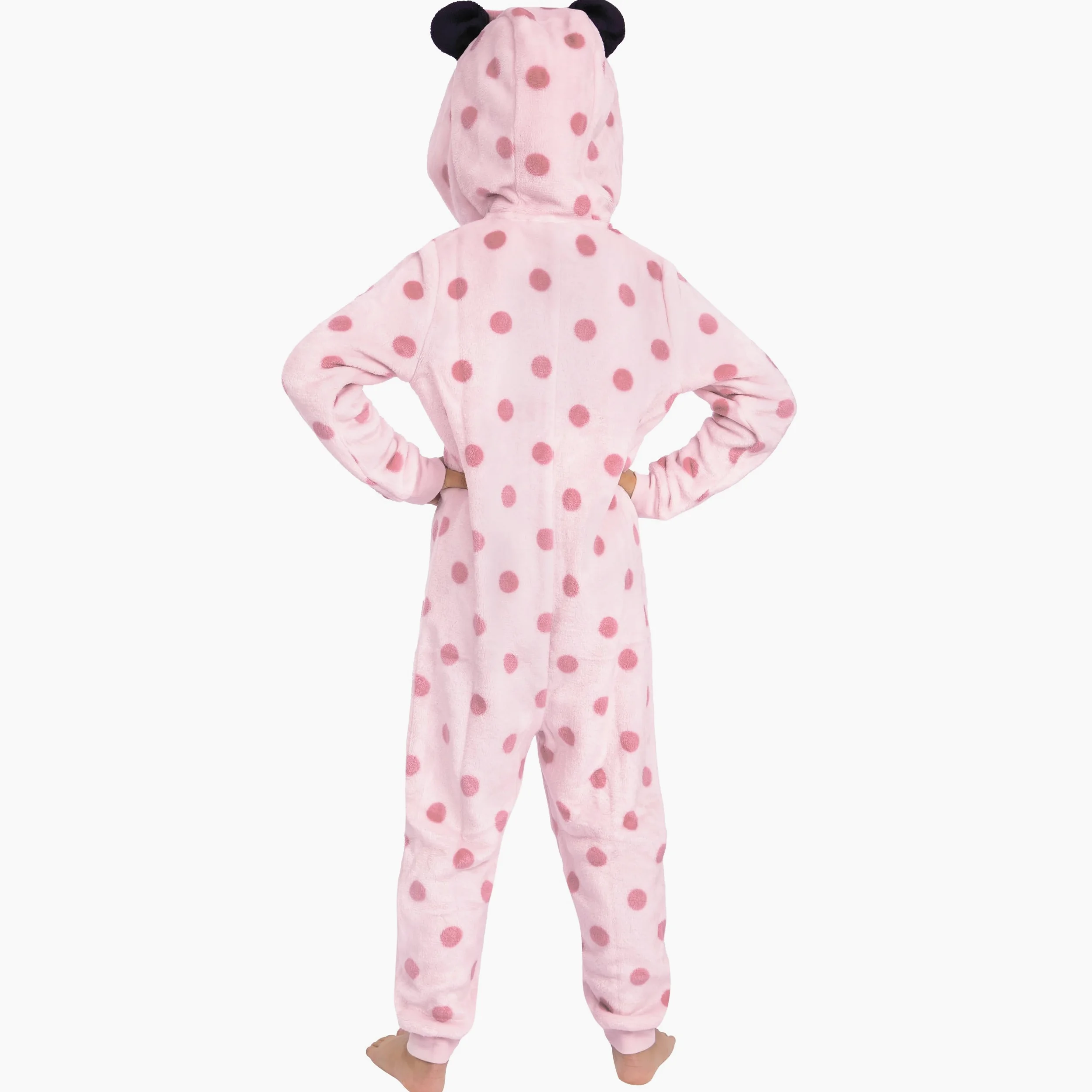 Disney Surpyjama, Surpyjama Fille Minnie Mouse, Pyjama Enfant Fille avec Oreilles 3D Et Nœud, Pyjama Combinaison Enfant en Polaire