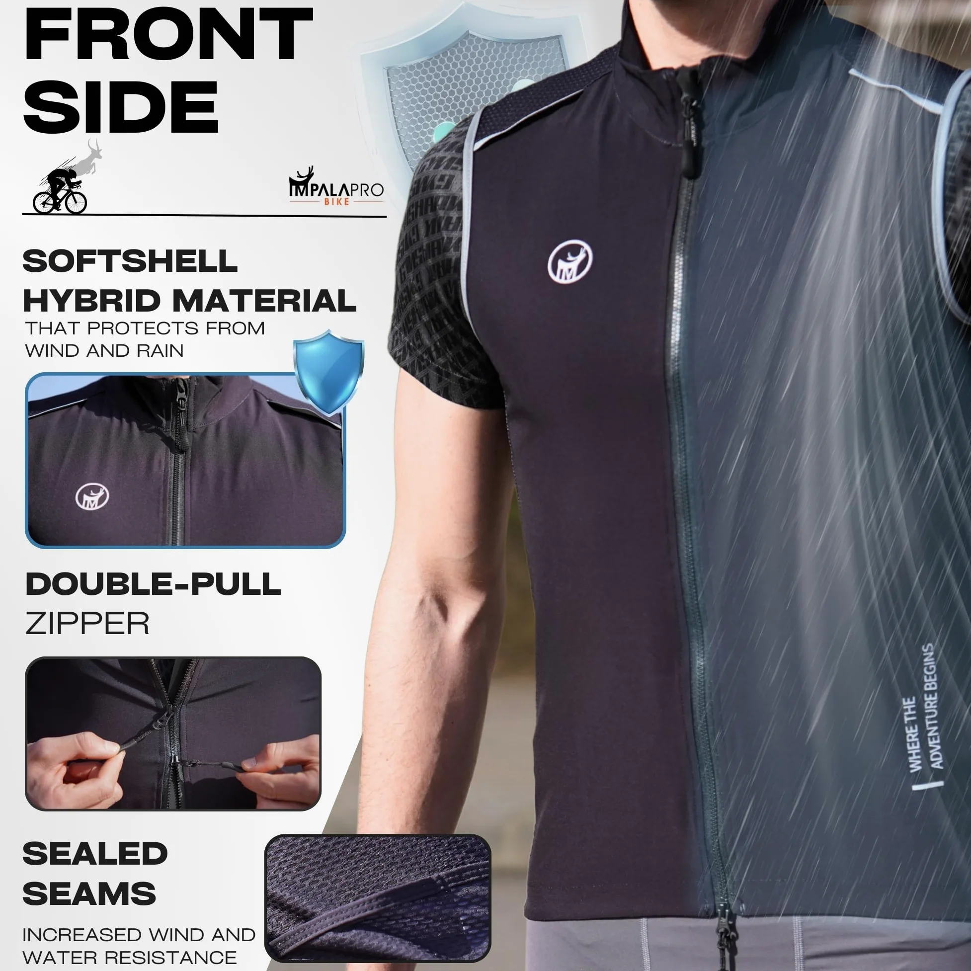 IMPALAPRO Gilet Vélo Réfléchissant – Gilet Sans Manche Coupe Vent Vélo