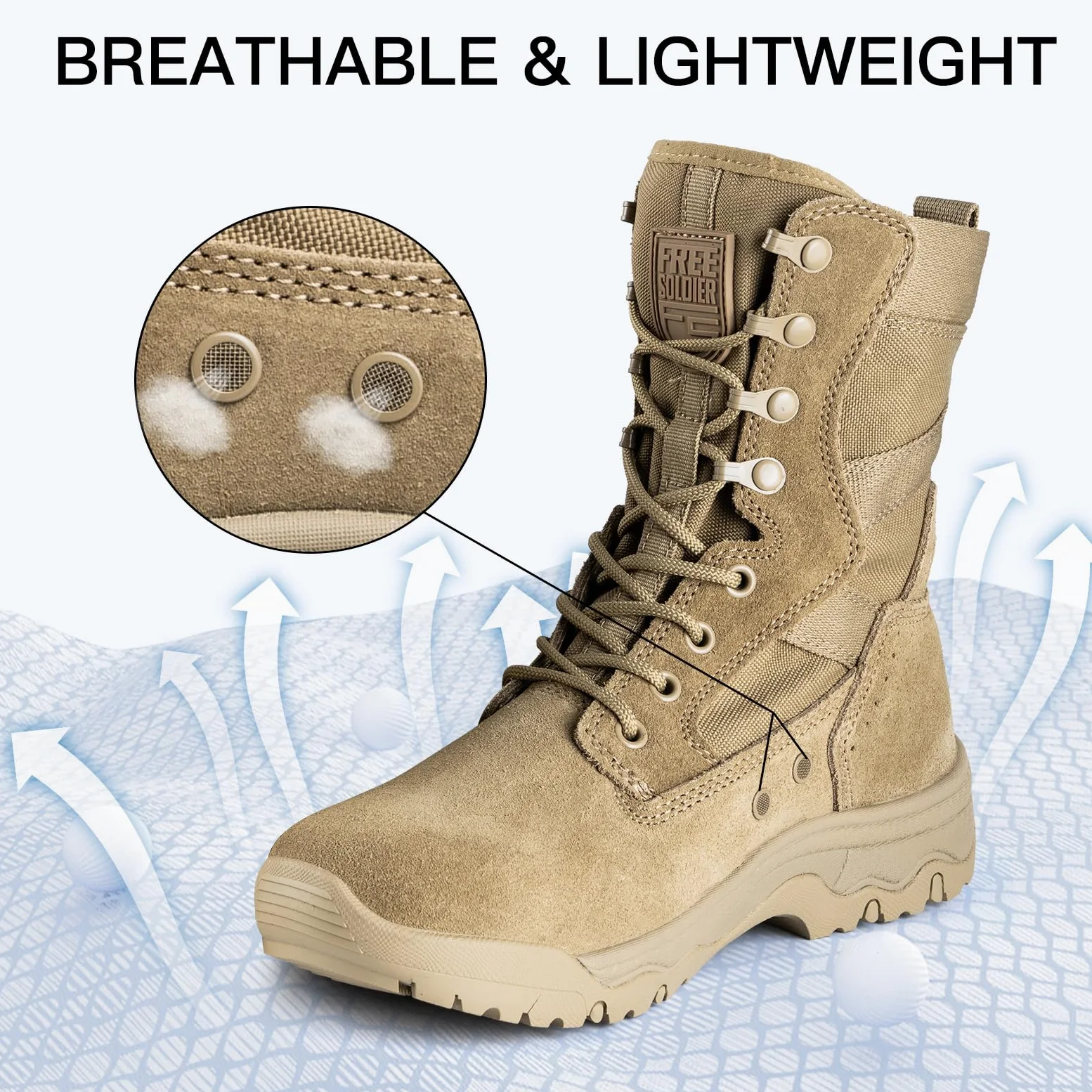 FREE SOLDIER Bottes Tactiques Femme 8 Pouces Légères Bottes de Combat Durables Bottes Militaires de Travail À L'Extérieur Bottes de Désert Pour Femme