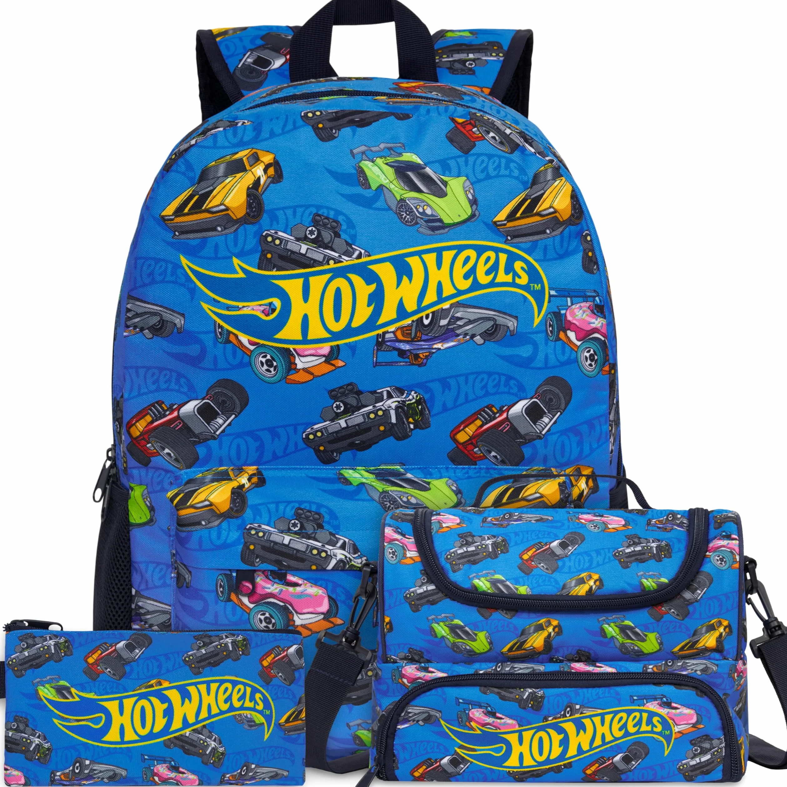 Get Trend Hot Wheels Sac a Dos Enfant Garcon et Ados, Rembourré et Fermeture Eclair Cartable École ou Voyage, Cadeau Garcon (Bleu/Multi Hot Wheels)