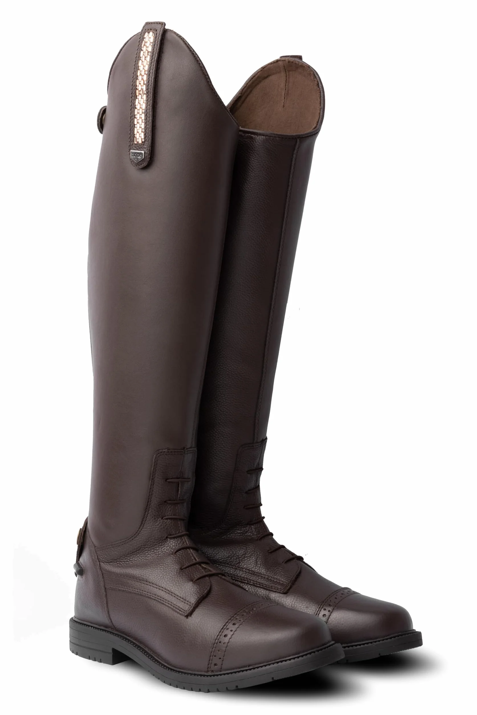 HORZE Femme, Bottes d'équitation Verona, Aspect Cuir, Bracelets Amovibles, Marron, 40R